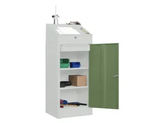 Lessenaarkast Staal Hxbxd 1095/1270x500x500mm Ral 7035 Front Ral 6011 - 2