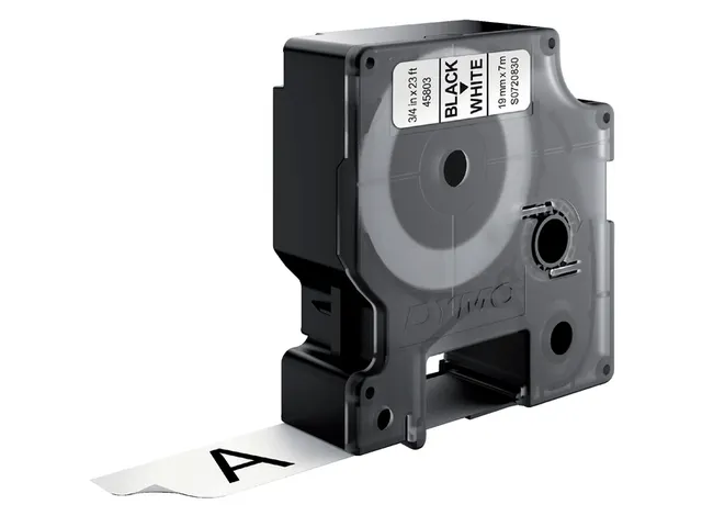 Labeltape Dymo 45803 LabelManager D1 polyester 19mm zwart op wit