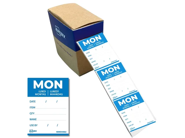 Etiket Avery HACCP maandag blauw 40x56mm 500 stuks