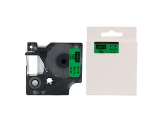 Labeltape Dymo Compatible 45019 D1 12mmx7m Zwart Op Groen - 1