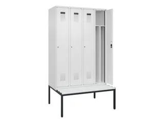 locker met bank,voor scheiding van kleding,HxBxD 2120x1200x815mm,4vak - 1