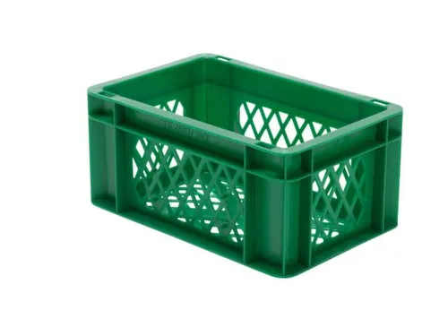 Euronorm-stapelbak 5.5l 145x300x200mm Wanden/bodem Opengewerkt Groen