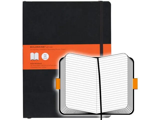 Notitieboek Moleskine XL 190x250mm lijn soft cover zwart