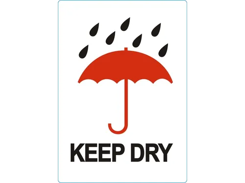 Waarschuwingsetiket keep dry 74mmx105mm 500 stuks