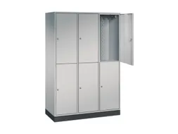 Dubbeldekse garderobekast,HxBxD 1950x1220x500mm,3x2vak.,vak B 360mm