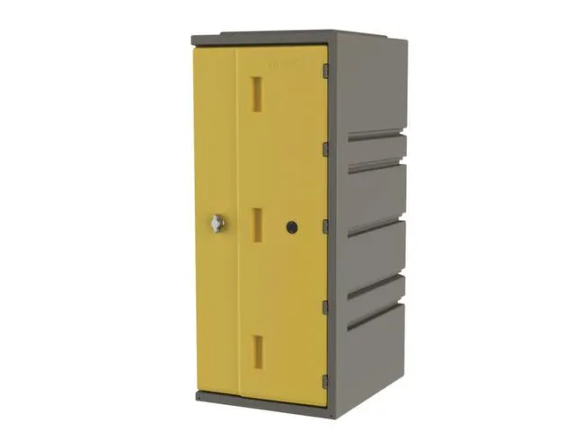 Kunststof locker,HxBxD 910x385x470mm,1vakken,draaigrendel,romp grijs