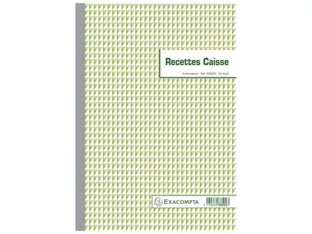 33502X Recettes Caisse Kasboek, 29.7 x 21 cm, Franstalig
