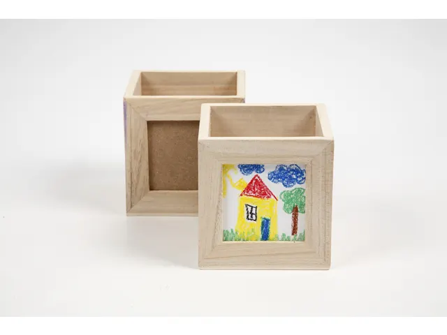 Bac à crayons ccadre inclus Creativ Company 10x10x10cm bois