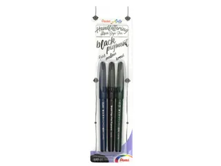 Brushpen Pentel XSESP15 zwart blister à 3 stuks - 1