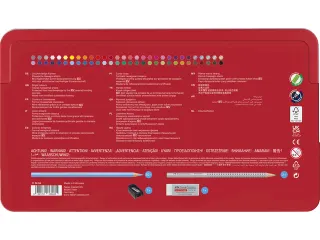 metalen etui 60x kleurpotlood Castle zeskantig met accessoires - 3