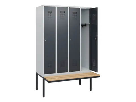 locker met bank,HxBxD 1950x1200x815mm,4vak,vak B 300mm,cilinderslot
