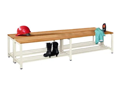 dubbele zitbank,LxD 2000x740mm,houten lijst beuken,onderstel RAL9010