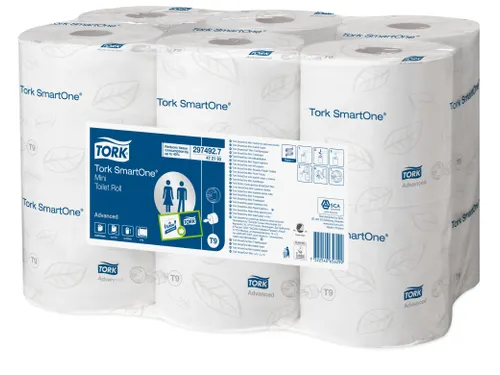 Toiletpapier Tork SmartOne Mini T9 advanced 2-laags 620 vel wit 472193