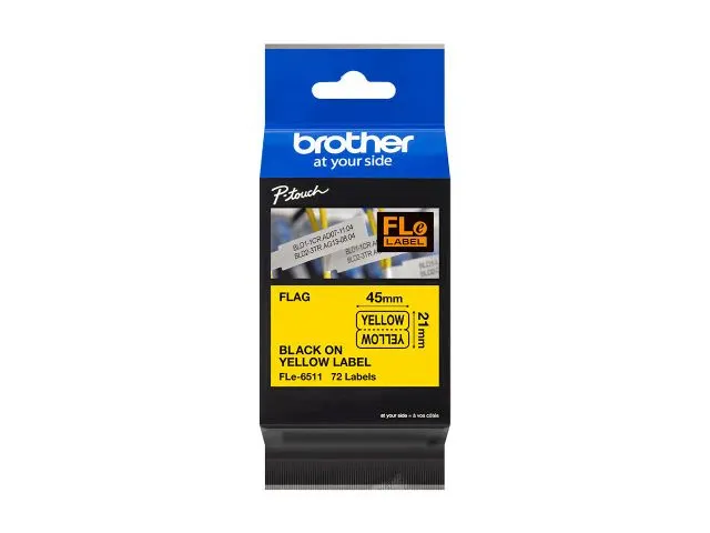 BROTHER FL-E6511 Labeltape Zwart op geel 21mm