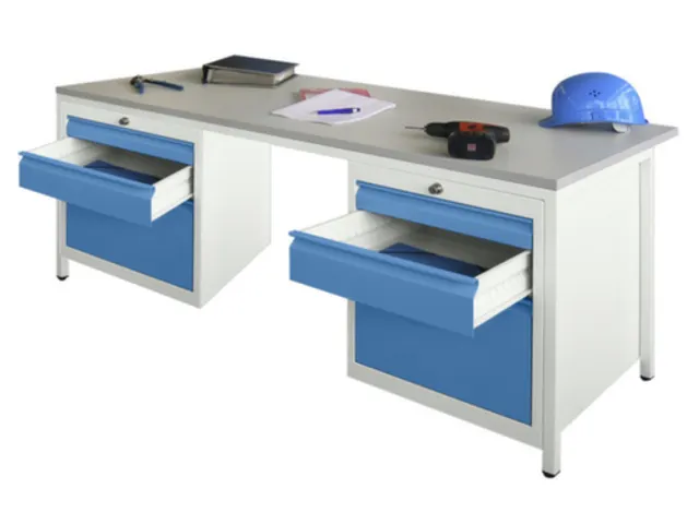 Bureau De Prestige Hxlxp 720X1700X800Mm 6Tiroirs Ral7035 Façade Ral50