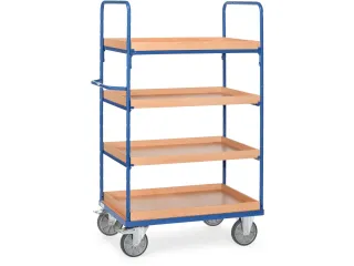 Etagewagens 4 Etages Met Rand 8323 Hout Laadvlak 1200x800mm Ral5007 - 1