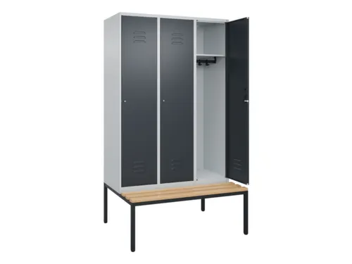 locker met bank,HxBxD 2120x1200x815mm,3vak,vak B 400mm,cil.-slot