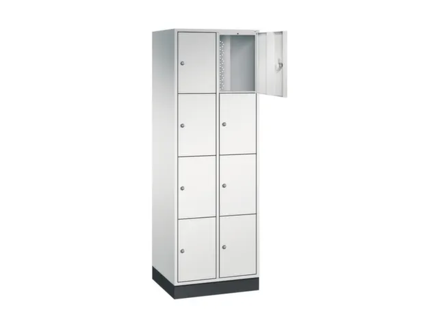 lockerkast,RAL 7035,HxBxD 1950x620x500mm,2x4vakken,cil.-slot,sokkel