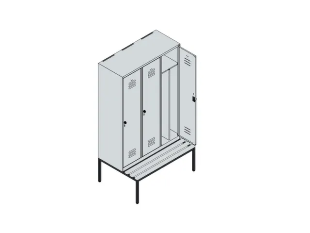 locker voor scheiding van kleding,HxBxD 2120x1200x815mm,3vak