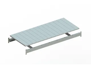 legbord van plaatstaal,v. breedvakstelling,BxD 1400x650mm,vakl. 600kg - 1