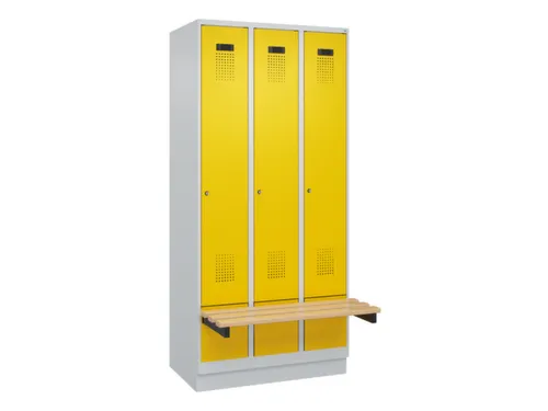 locker met bank,HxBxD 1950x900x815mm,3vak,vak B 300mm,cilinderslot