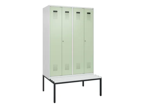 locker met bank,voor scheiding van kleding,HxBxD 2120x1200x815mm,4vak