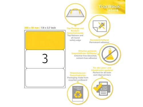 Etiketten universele labels A4 permanent 200x95mm Wit 300 stuks