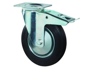 zwenkwiel m. rem,draagverm. 250kg,massief rubber-banden,ØxB 250x50mm - 1