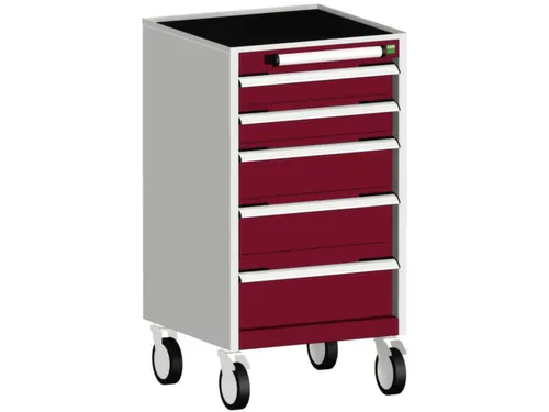 ladekast verrijdbaar 980x525x525mm 5laden RAL7035 front RAL3004