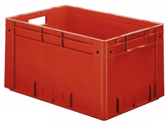 Euronorm Stapelkrat Hxlxb 320X600X400Mm 60L Wanden/bodem Gesloten Rood