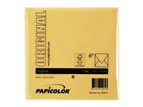Envelop Papicolor 140x140mm Dottergeel Gegomd
