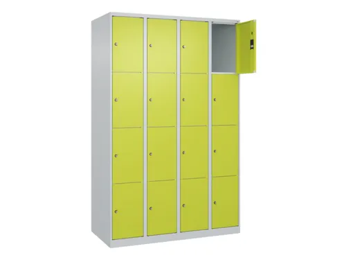 lockerkast,HxBxD 1850x1200x500mm,4x4vakken,vak B 300mm,cil.-slot