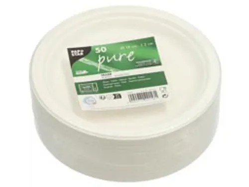 Papstar "Pure" Borden van suikerriet Rond 18cm Wit 50 stuks