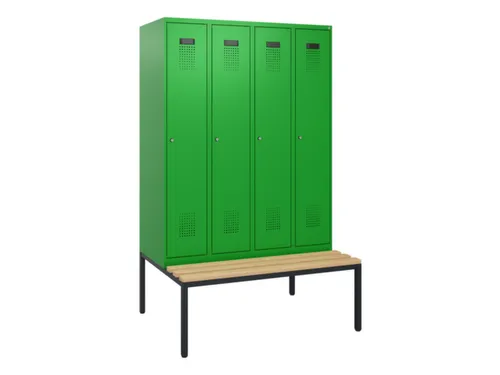 locker met bank,HxBxD 1950x1200x815mm,4vak,vak B 300mm,cilinderslot