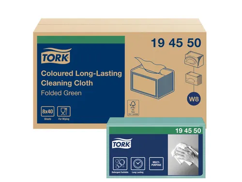 Reinigingsdoek Tork Long lasting W8 multifunctioneel groen 194550