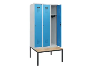 locker met bank,HxBxD 1950x900x815mm,3vak,vak B 300mm,cilinderslot - 1