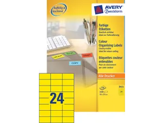 Gekleurd Etiket Avery Zweckform 70x37mm Geel 2400 stuks - 3