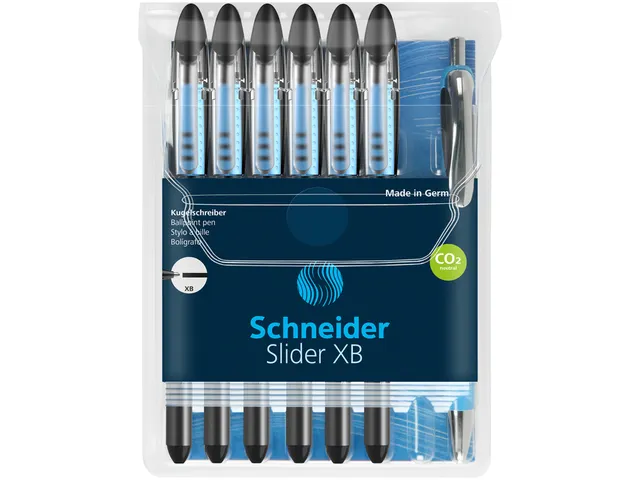 Rollerpen Schneider Slider Basic + 1 balpen Rave gratis XB Zwart