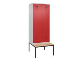 PBM-locker met bank,HxBxD 2120x800x815mm,2vak,vak B 400mm - 2