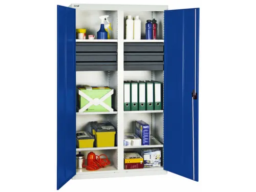 Materiaalkast 1800x1000x500mm 6legborden Uitschuifbaar 6laden Ral5010