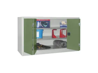 Vouwdeurkast 1000x1500x500mm 2legborden Verzinkt Ral7035 Front Ral6011 - 1