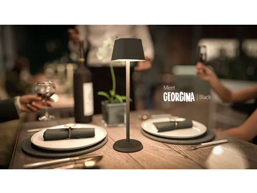 Securit Tafellamp Georgina LED Zwart oplaadbaar USB dimbaar