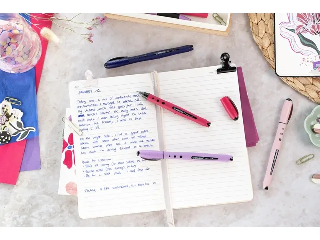 Rollerpen STABILO Worker+ Wildflower Pioen Roze medium