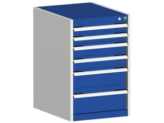 ladekast HxBxD 800x525x650mm 6laden romp RAL7035 front RAL5010 - 1