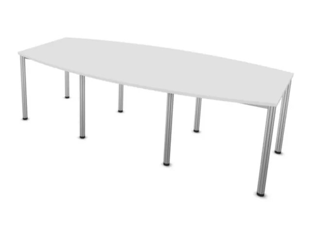 vergadertafel HxBxD 74x240x120cm vatvormig Bl-wit 4voeten Alu