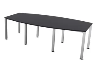 vergadertafel HxBxD 74x240x120cm vatvormig CC-zwart 4voeten Alu - 3