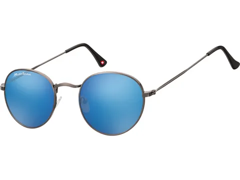 Zonnebril Montana met Revo blauw rond glas met staalkleurig