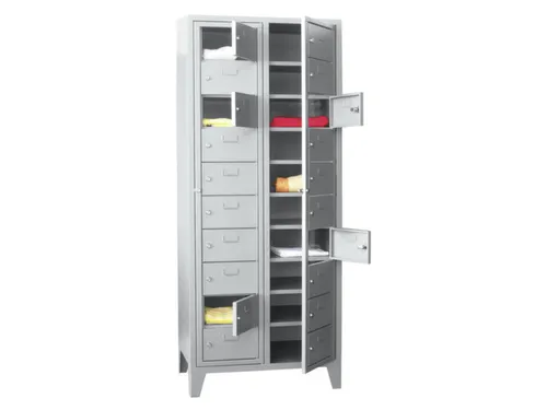Vakken-/sorteerkast 1850x770x500 2x10vakken Poten Cilinderslot Ral7035