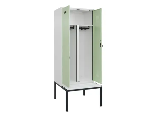 PBM-locker met bank,HxBxD 2120x800x815mm,2vak,vak B 400mm,draaigrendel