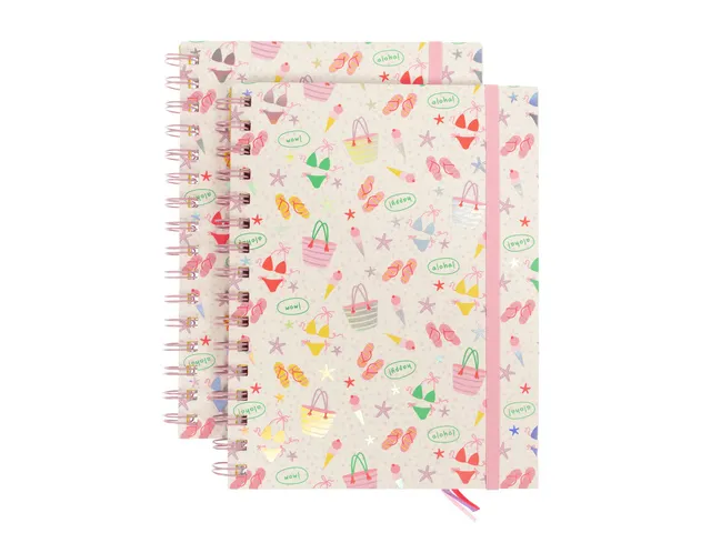 Carnet spiralé Beach Happy A5 ligné papier coloré. 2pces 70gramme 1